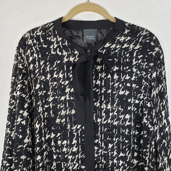 Persona Marina Rinaldi Textured Houndstooth Tunic Long Sleeve Pussybow Size 18 P - Picture 3 of 10